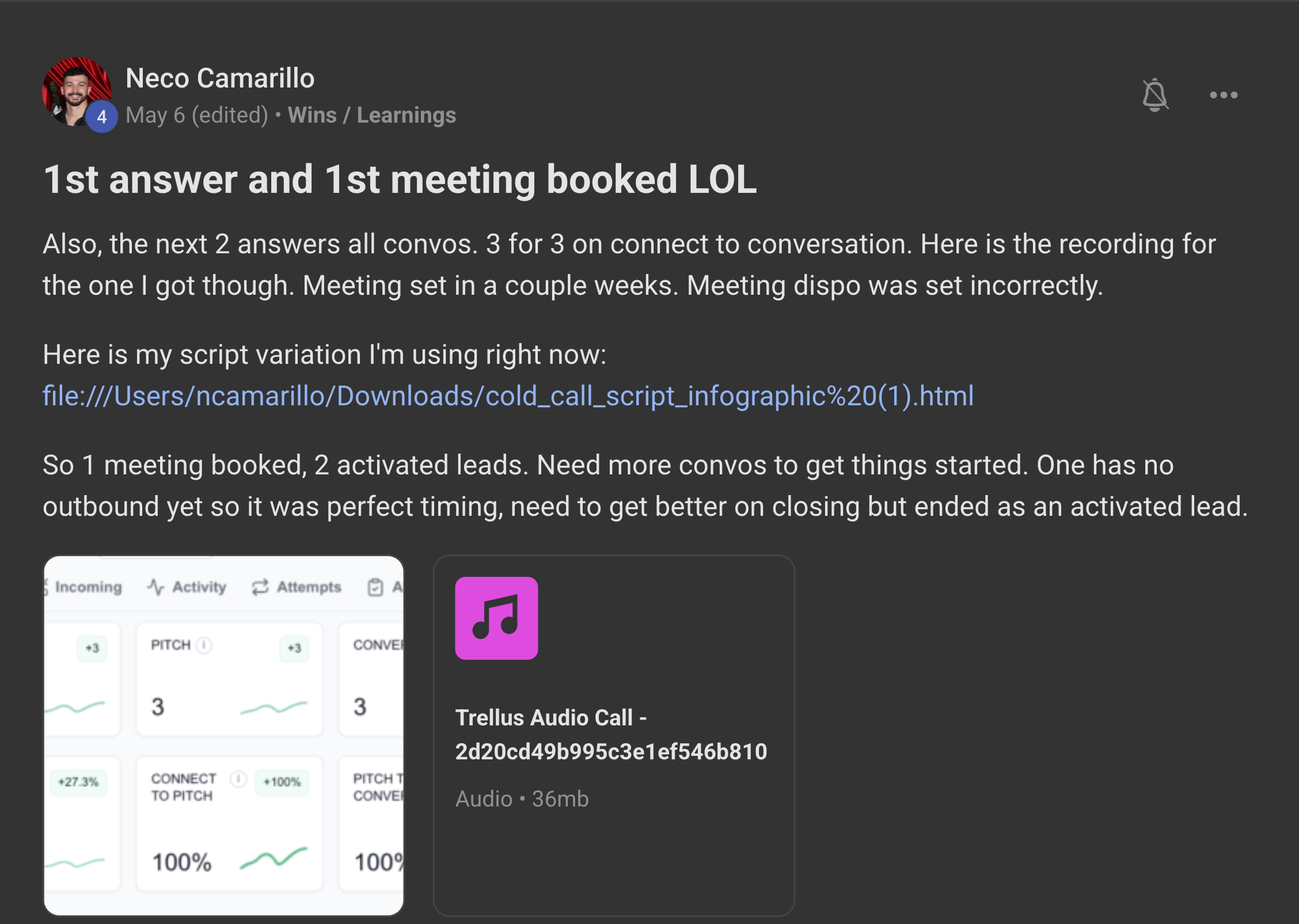 Neco Camarillo: 1st answer and 1st meeting booked LOL